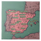 Oude vintage kaart van Spanje Tegeltje (Voorkant)