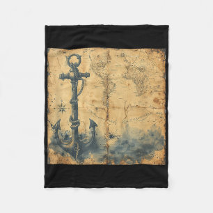 Oude Vintage Nautische Piraat Zeilboot Anker Zee O Fleece Deken