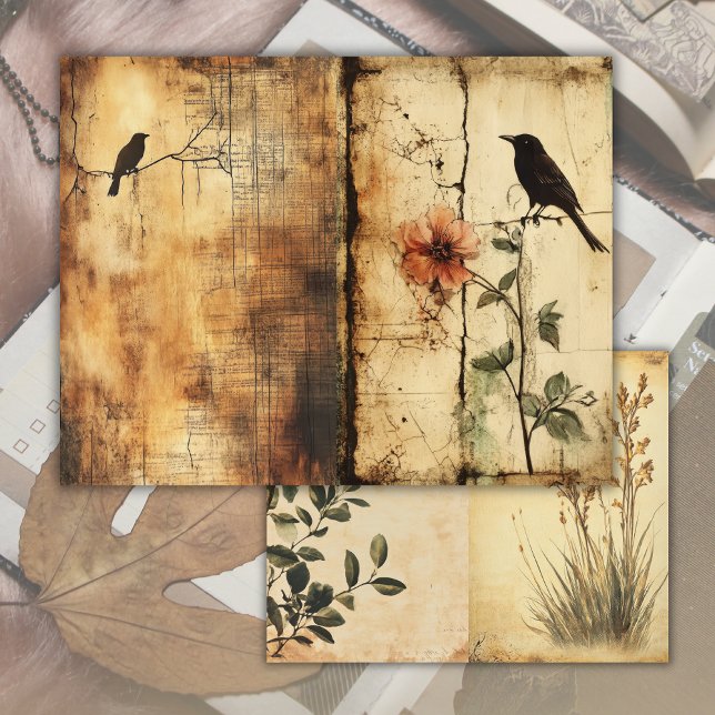 Oude Vintage Pagina Bloemen Vogels Junk Journal (Creator heeft geüpload)