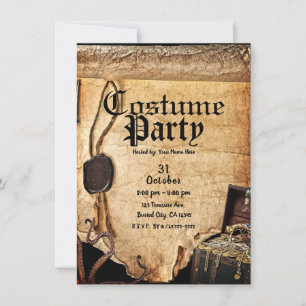Oude Vintage Piraat Rol Kostuum Halloween Feestje Kaart