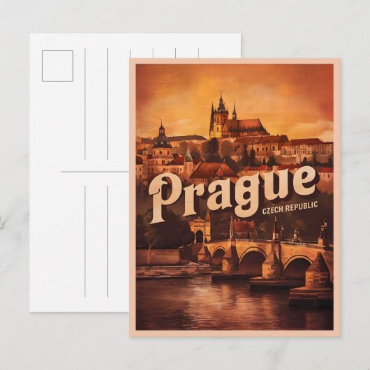 Oude vintage reizen Praag Tsjechië geschenken Briefkaart (Voorkant / Achterkant)