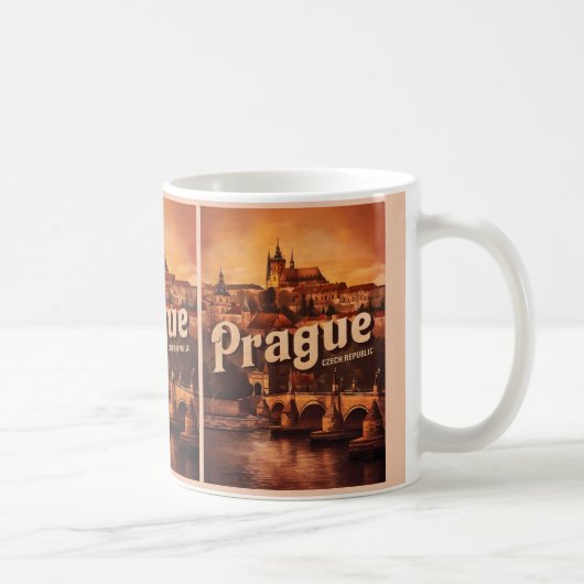 Oude vintage reizen Praag Tsjechië geschenken Koffiemok (Rechts)