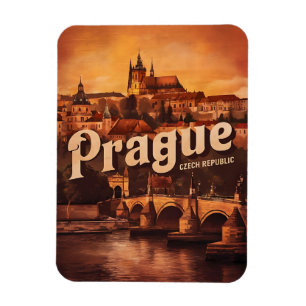 Oude vintage reizen Praag Tsjechië geschenken Magneet