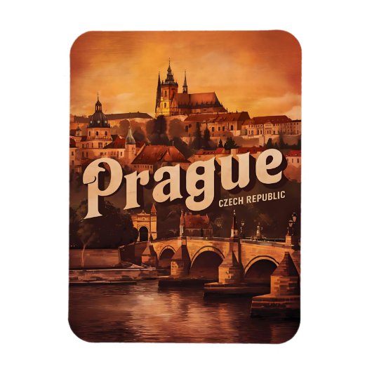 Oude vintage reizen Praag Tsjechië geschenken Magneet (Verticaal)