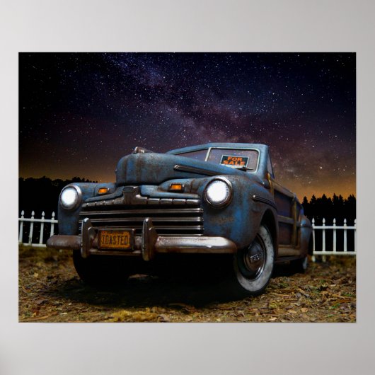 Oude Vintage Rusty Barn vindt auto Woody Poster (Voorkant)