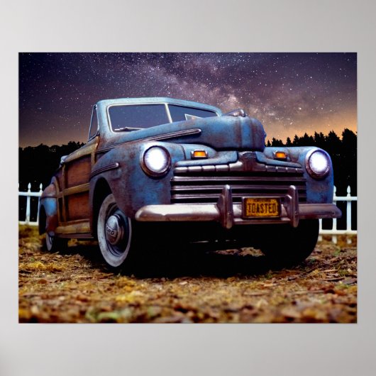 Oude Vintage Rusty Barn vindt auto Woody Poster (Voorkant)