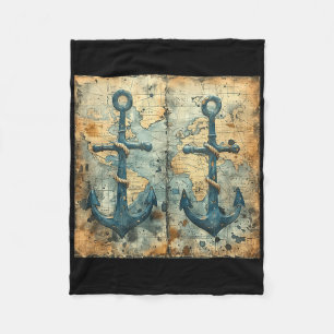 Oude Vintage Scheepsanker Piraten Zeilboot Zee Oc Fleece Deken