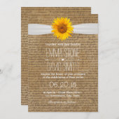 Oude Vintage Scripts Zonnebloem Trouw Uitnodiginge Kaart (Voorkant / Achterkant)