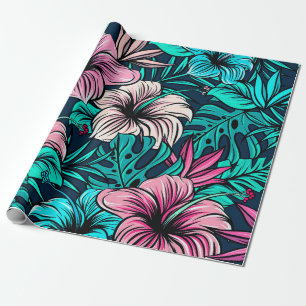 Oude Vintage Tropische bloemen en bladeren Kunst  Cadeaupapier