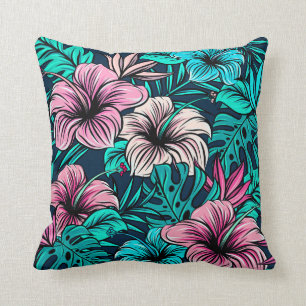 Oude Vintage Tropische bloemen en bladeren Kunst  Kussen