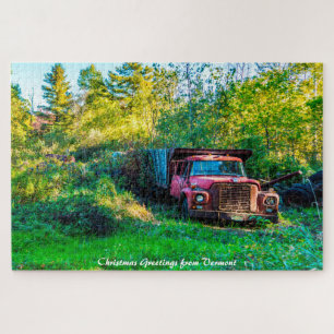 Oude Vintage Truck Vermont.Kerstgroeten Puzzels