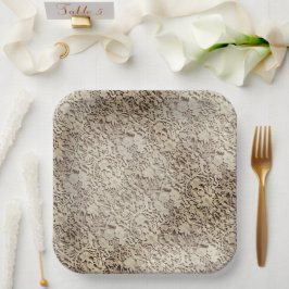 Oude Vintage Wedding Lace Papieren Bordje
