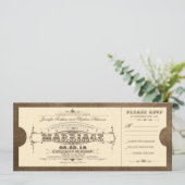Oude Vintage Wedding Ticket uitnodiging (Staand voorkant)