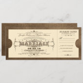 Oude Vintage Wedding Ticket uitnodiging (Voorkant / Achterkant)