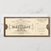 Oude Vintage Wedding Ticket uitnodiging (Voorkant)