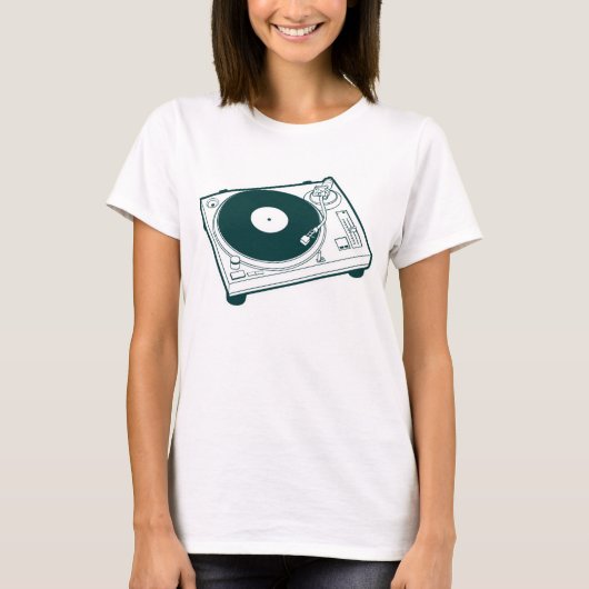 Oude Vinyl Draaitafel Platenspeler T-shirt (Voorkant)