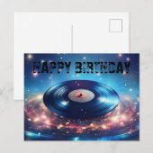 Oude vinylplaat met sterren Gelukkig Verjaardag Briefkaart (Voorkant / Achterkant)