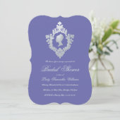 Oude Violet Nagemaakte Zilveren Crest Bruidsdouche Kaart (Staand voorkant)