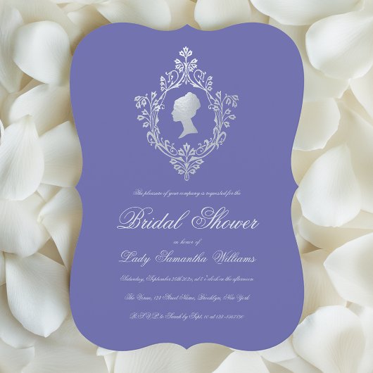 Oude Violet Nagemaakte Zilveren Crest Bruidsdouche Kaart