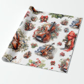 Oude Viool Kerstmis Cadeaupapier (Uitgerold)