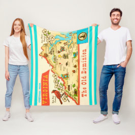 Oude Virginia kaart ansichtkaart Fleece Deken
