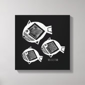 Oude vis witte inkt zwart canvas (Voorkant)
