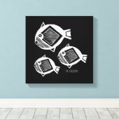 Oude vis witte inkt zwart canvas (Insitu (Houten vloer))