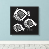 Oude vis witte inkt zwart canvas (Insitu (Houten vloer))
