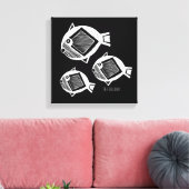 Oude vis witte inkt zwart canvas (Insitu (Woonkamer))