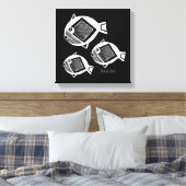 Oude vis witte inkt zwart canvas (Insitu (Slaapkamer))