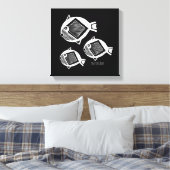 Oude vis witte inkt zwart canvas afdruk (Insitu (Slaapkamer))