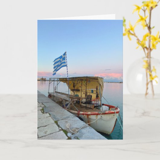 Oude Vissen Boat Griekse vlag Zakynthos Griekenlan Kaart (Gele Bloem)