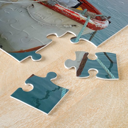 Oude Vissen Boat Griekse vlag Zakynthos Griekenlan Legpuzzel (Zijkant)