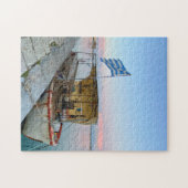 Oude Vissen Boat Griekse vlag Zakynthos Griekenlan Legpuzzel (Horizontaal)