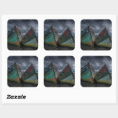 Oude Vissende boten Vierkante Sticker (Vel)