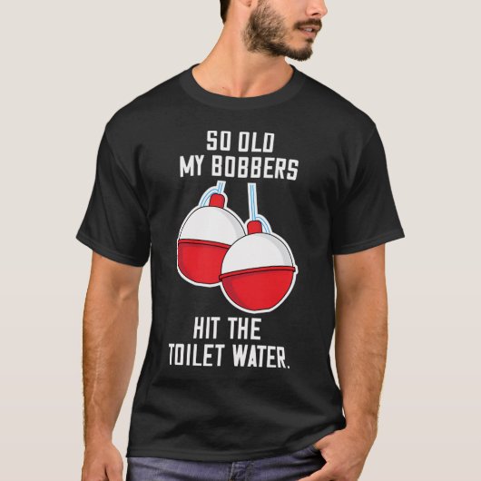Oude Visser Hangende Drijvers Grap T-shirt (Voorkant)