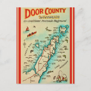 Oude Visserijkaart van Door County  Briefkaart