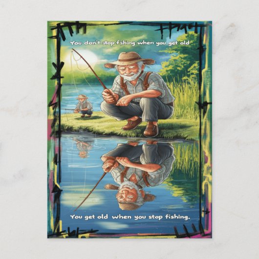 Oude visser's reflectie briefkaart (Voorkant)