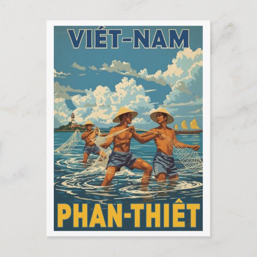 Oude vissers van Phan Thiết Briefkaart (Voorkant)