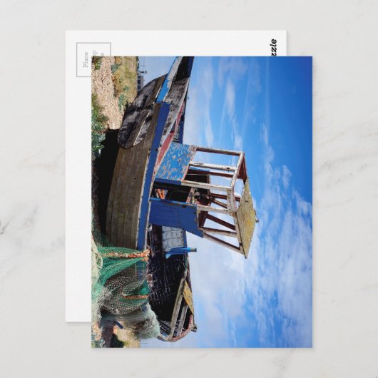 Oude vissersboot. briefkaart (Voorkant / Achterkant)