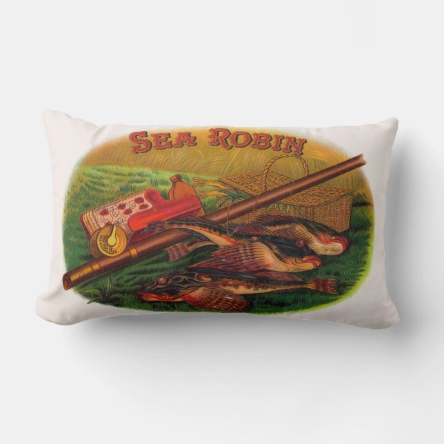 Oude vistuig sigarenlabel kunst, Sea Robin Kussen (Voorkant)