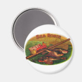 Oude vistuig sigarettenlabel kunst, Sea Robin Magneet (Voorkant / Achterkant)
