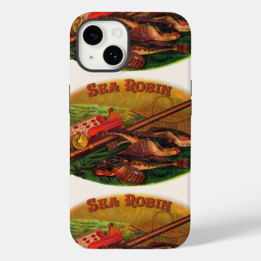 Oude visuitrusting Sigarettenlabel Kunst, Sea Robi Case-Mate iPhone Case (Achterkant)