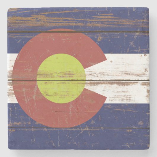 Oude vlag van de deelstaat Wooden Colorado Stenen Onderzetter (Voorkant)