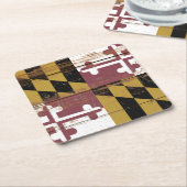 Oude vlag van de deelstaat Wooden Maryland Kartonnen Onderzetters (Schuin)