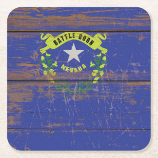 Oude vlag van de staat Wooden Nevada Kartonnen Onderzetters