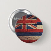 Oude vlag van hout Hawaii; Ronde Button 5,7 Cm (Voorkant /achterkant)