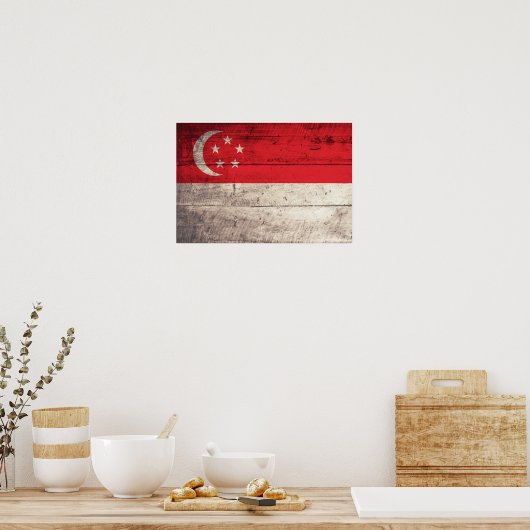 Oude vlag van Singapore Poster (Keuken)
