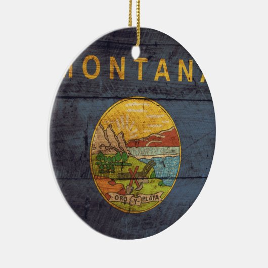 Oude vlag van Wood Montana Keramisch Ornament (Rechts)