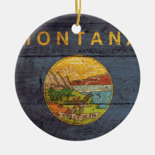 Oude vlag van Wood Montana Keramisch Ornament (Voorkant)